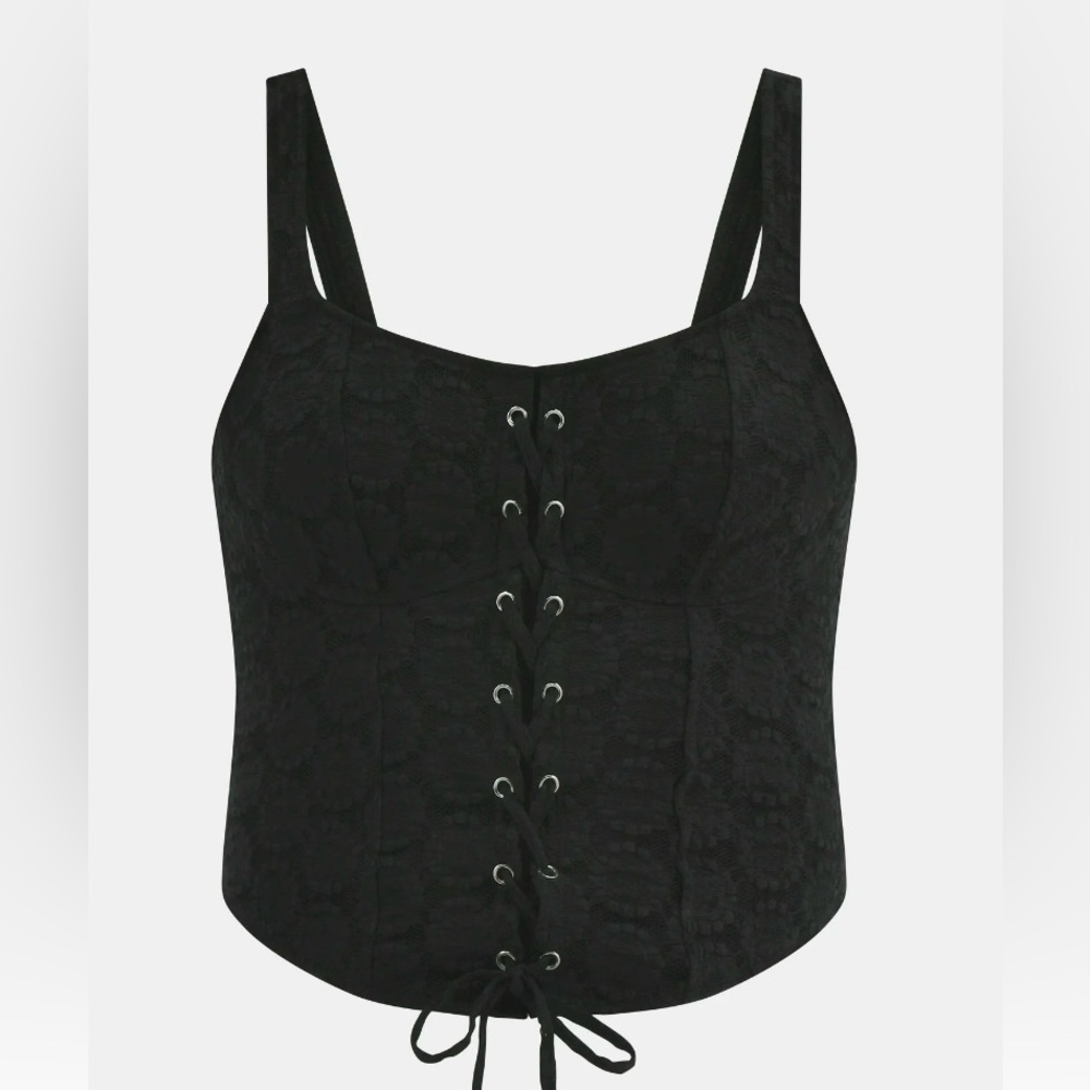 Black Lace-Up Corset Top